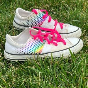 Cute white pink rainbow converse